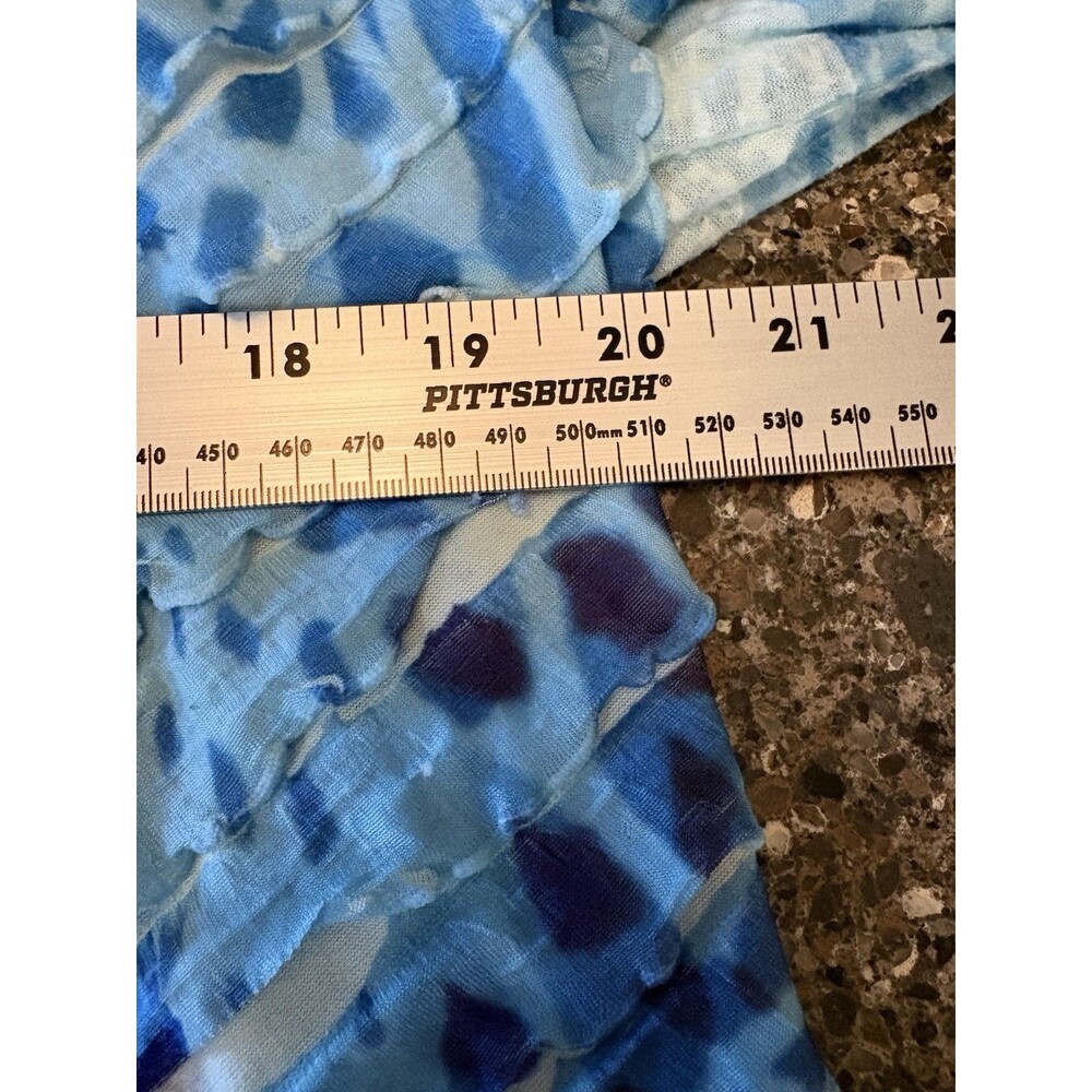 Jess & Jane XL Blue Floral Knit Tunic Top Ruffle 3/4 Sleeve Stretch Artsy Boho - Picture 10 of 10